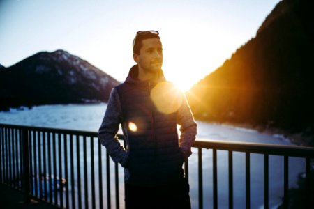 Man On Mountain Landscape photo