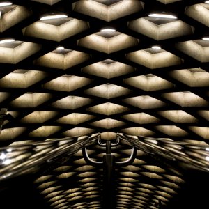 Brown And Black Ceiling With Lighted Lights