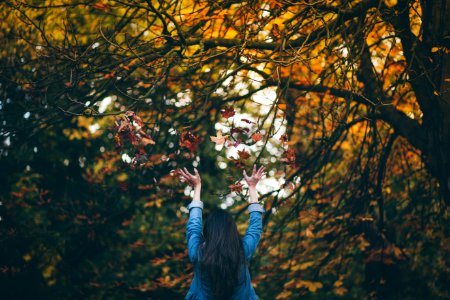 Woman In Blue Denim Jacket