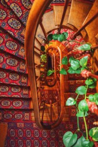 Red Beige And Blue Stairs Carpet photo