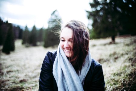 Portrait Of Woman In Sunny Forest photo