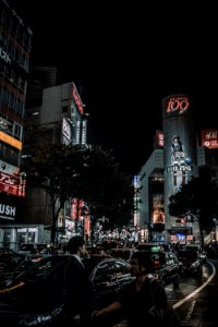 Traffic On Streets Of Tokyo Japan At Night photo