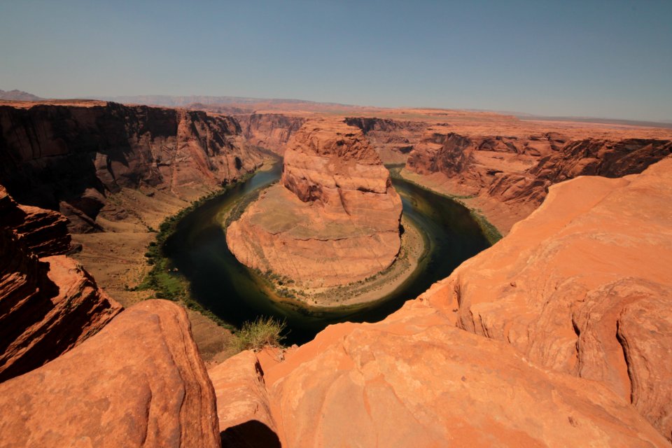 Lake With Islet In Canyon