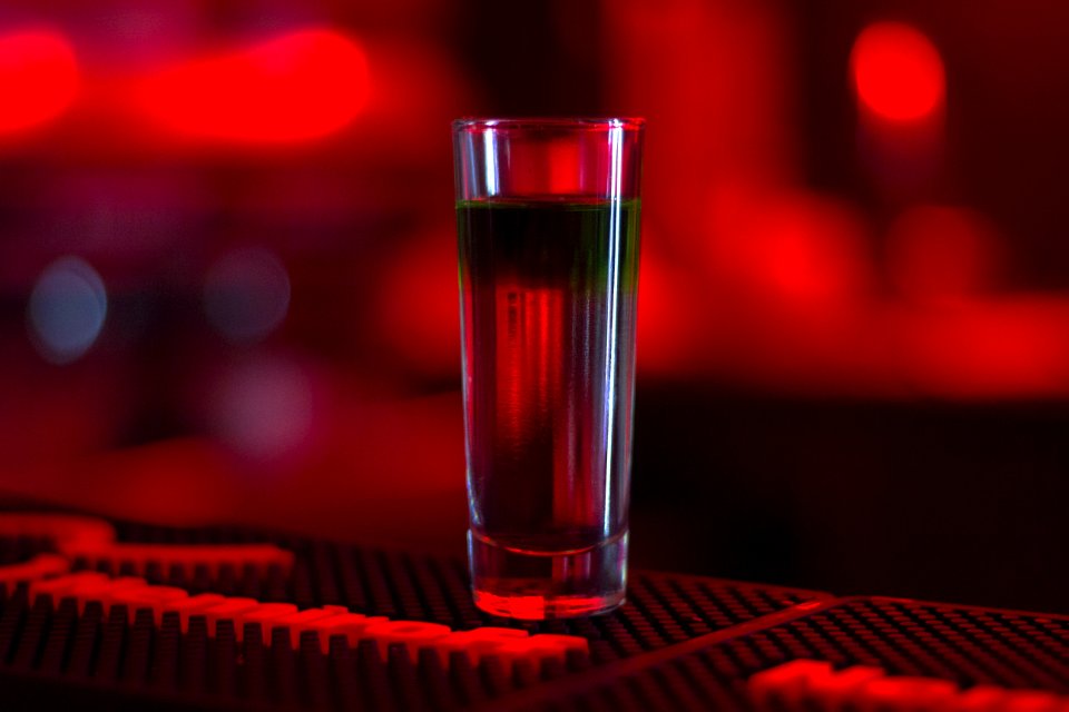 Shot Glass On Bar Counter