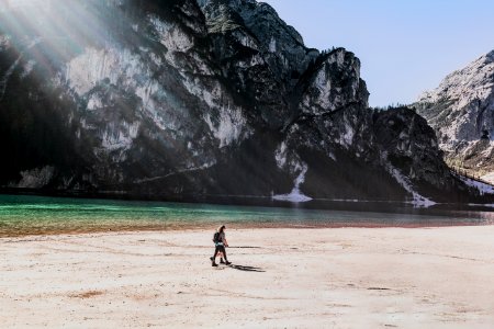 Hiker On Beach