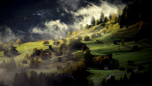 Green Mountain Under Blue Sky photo