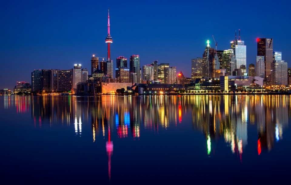 Skyline City Cityscape Reflection