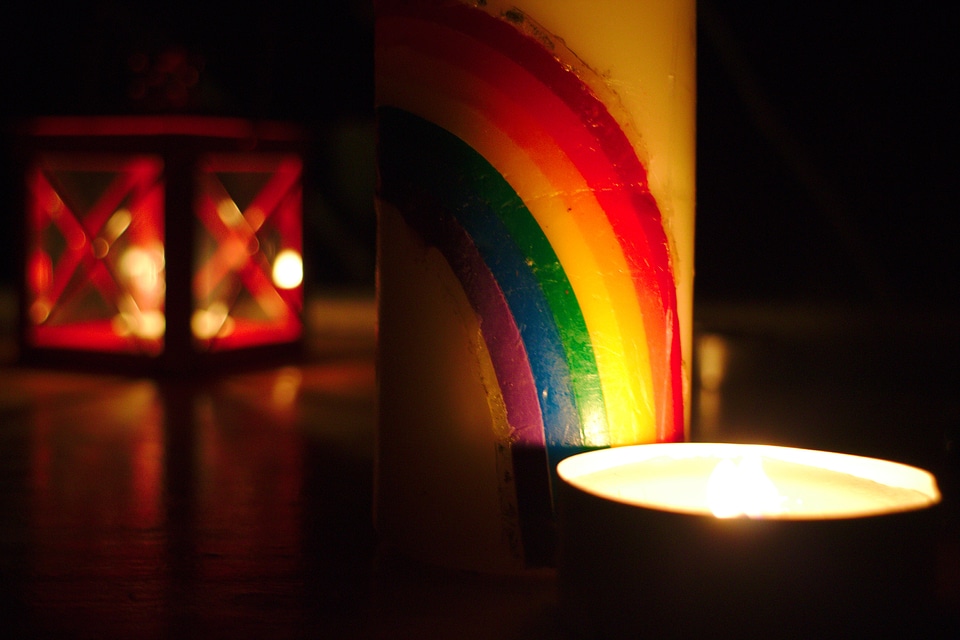 Rainbow relaxation candlelight
