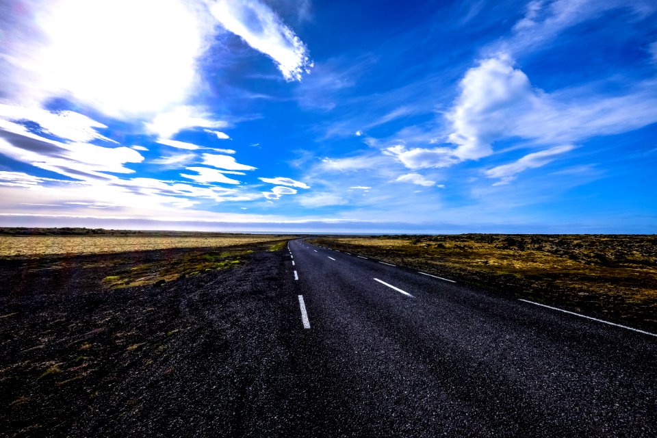 Country Road With Blue Skies