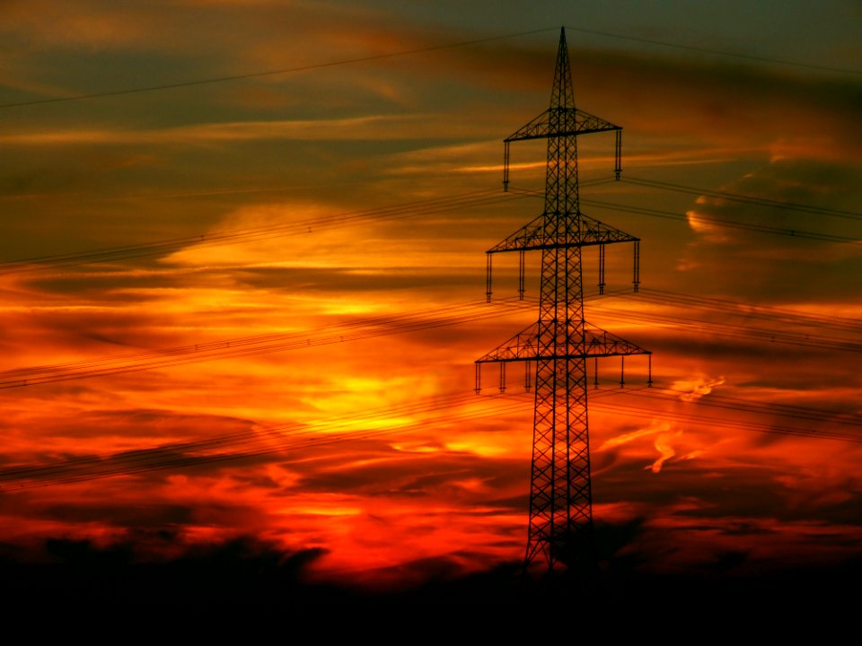 Sky Afterglow Red Sky At Morning Electricity