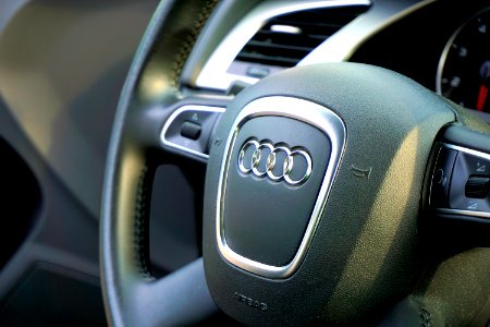 Audi Logo On Steering Wheel photo