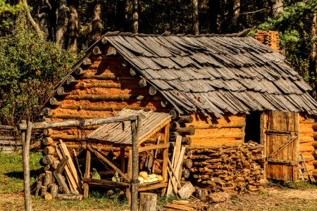 Log Cabin Hut Shack Rural Area