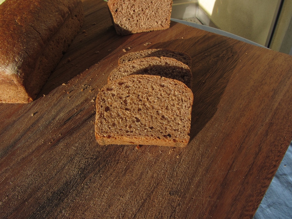 Cut homemade bread close up