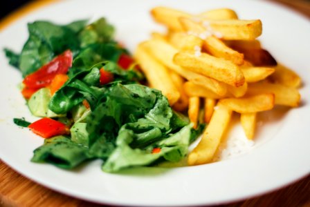 French Fries With Salad photo