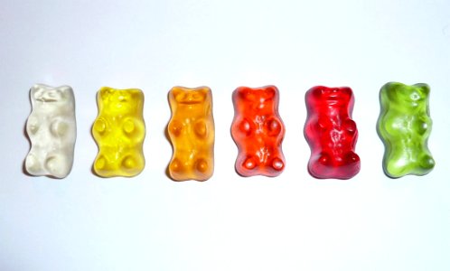 Gummy Bears In A White Surface photo