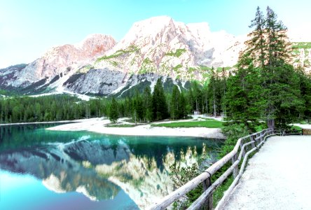 Mountains Reflecting In Alpine Lake photo