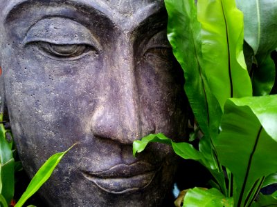 Green Face Statue Sculpture
