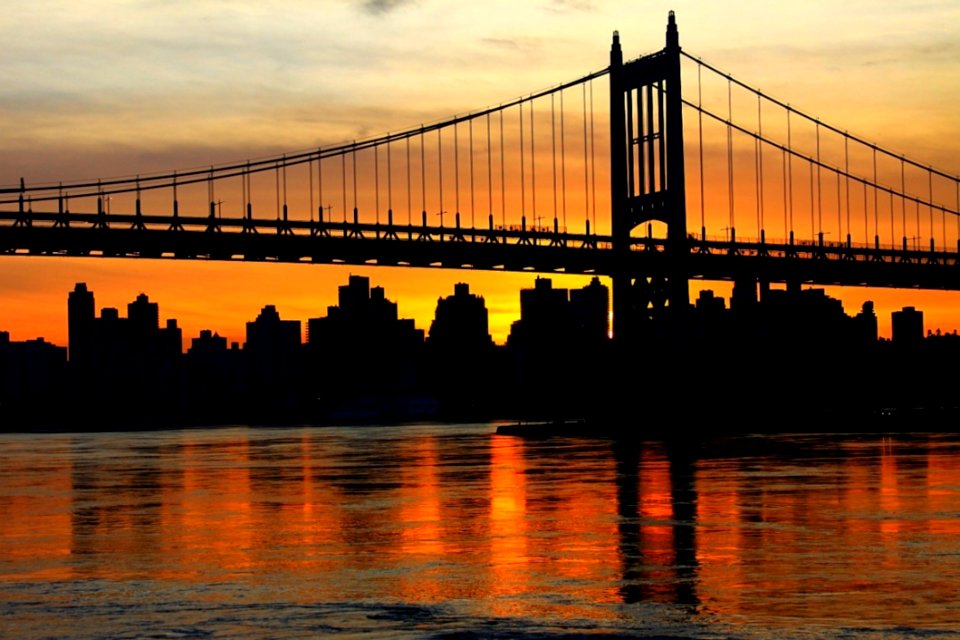Bridge Reflection Sunset Skyline