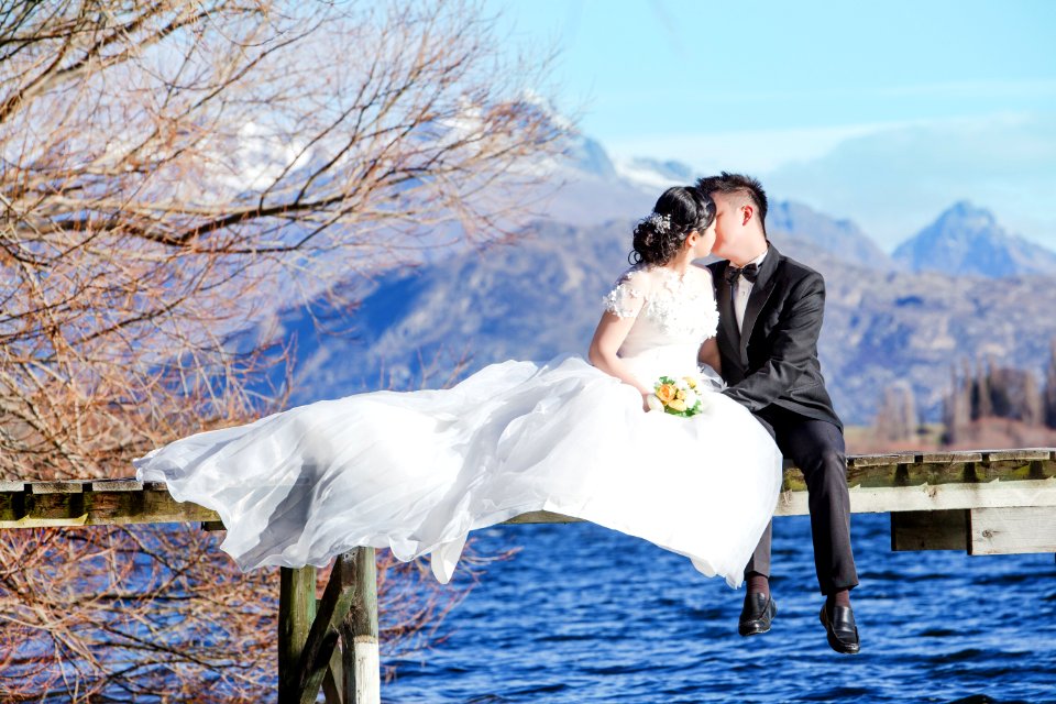 Bride And Groom Kissing