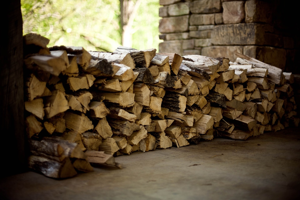 Wood pile stack firewood stack photo