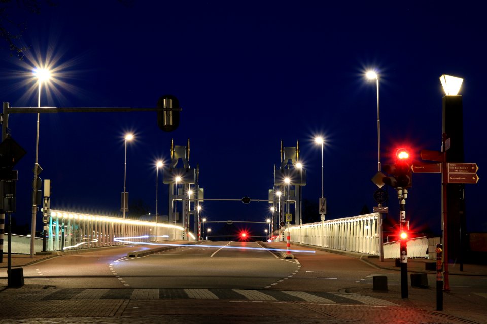 Urban Road Bridge At Night