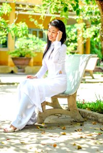 Asian Girl In White Dress photo