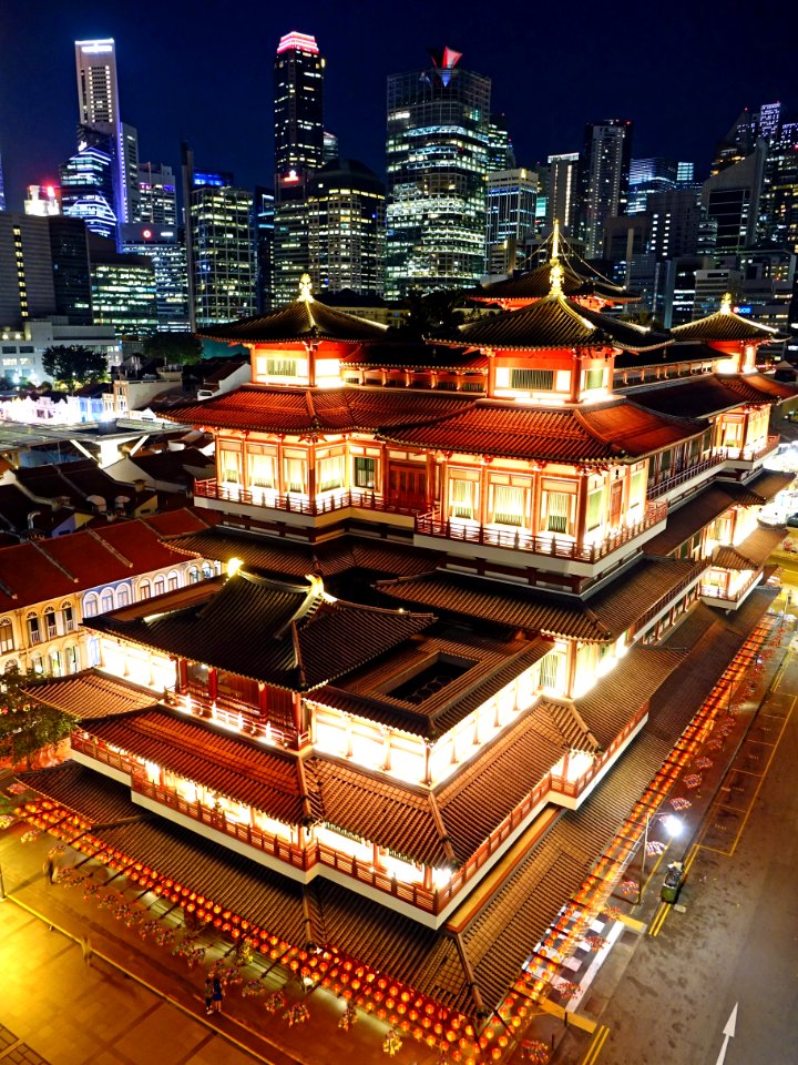 High Angle View Of Illuminated Cityscape At Night