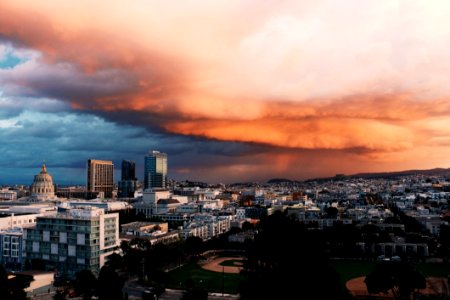 Thunderstorm Clouds Downtown City photo