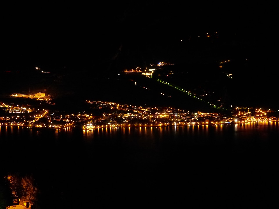 Illuminated city lights