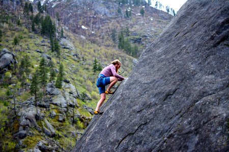 Man Rock Climbing