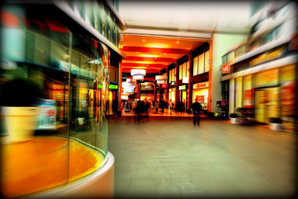 Interior Of Shopping Center With Blur Of Motion
