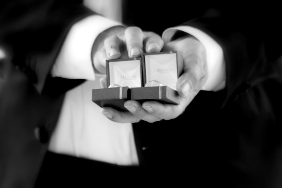 Hands Of Man Holding Open Jewelry Boxes
