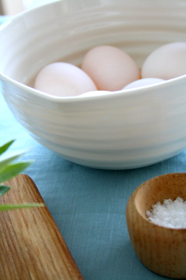Bowl Of Eggs And Finger Salt