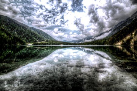 Clouds Reflecting On Lake Surface