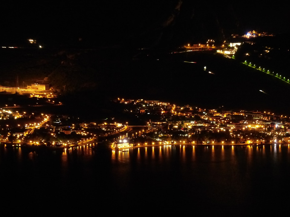 Illuminated city lights
