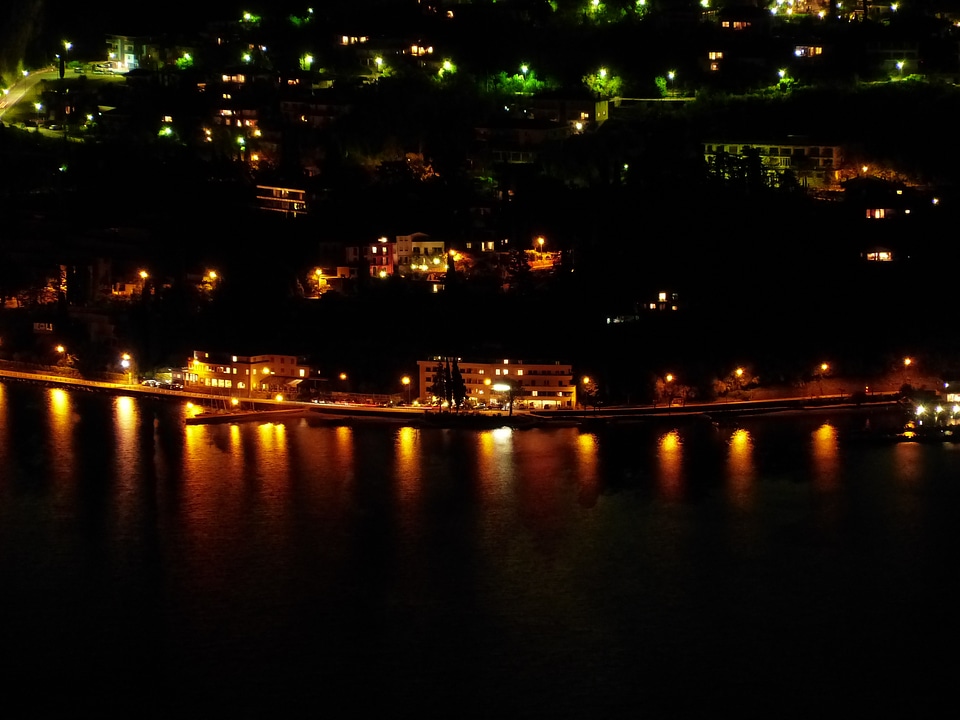 Illuminated city lights