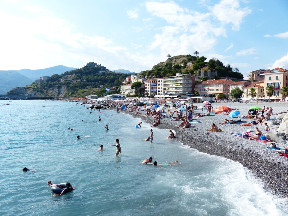 Beach bathers fun bathing photo