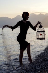 Water Sea Standing Girl