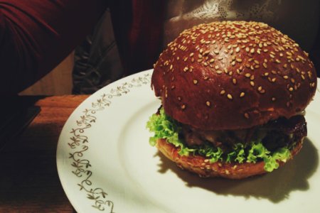 Beef Burger In A Restaurant