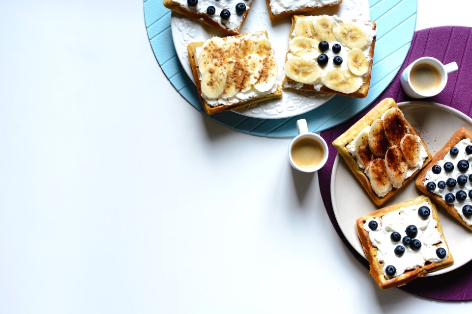 Banana And Bluberries Waffles