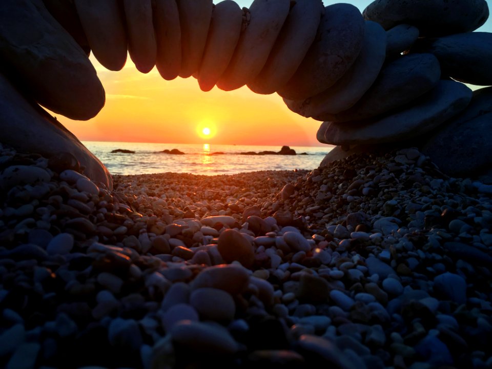 Conero Park Ancona Italy Sirolo Beach In The Lights Of A Sunrise photo