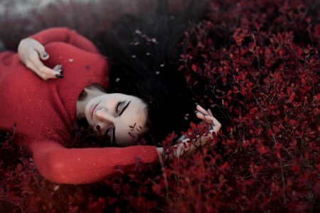 Red Girl Petal Computer Wallpaper
