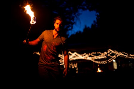 Night Darkness Fire Performance Art photo