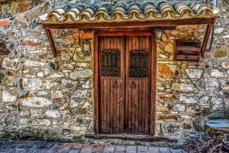 Door Wall Stone Wall Facade