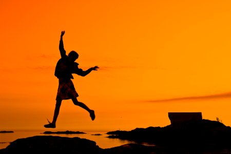 Sky Silhouette Jumping Sunset photo