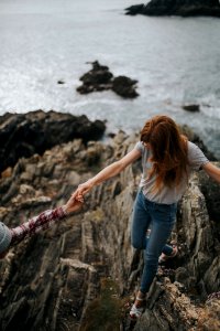 Water Sea Rock Girl photo