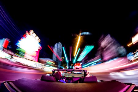 Purple Amusement Ride Light Night photo