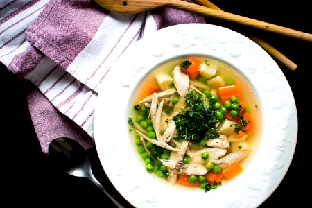 Homemade Chicken Broth With Vegetables photo