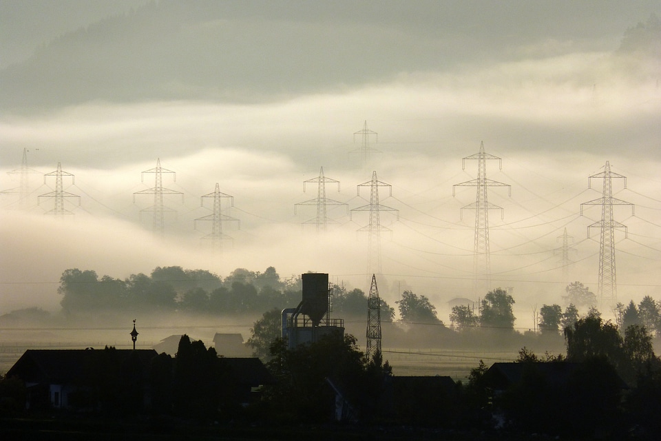 Energy power poles autumn