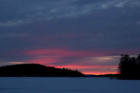 Winter Sunset Lake Ice photo